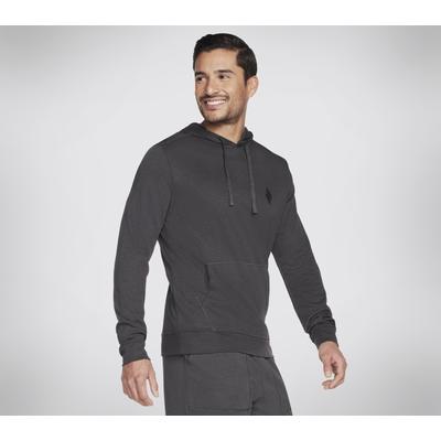 Skechers Men's GO KNIT Pique Pullover Hoodie | Size Medium | Charcoal | Cotton/Polyester