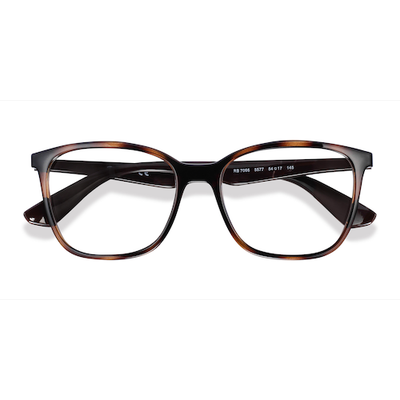 Unisex s square Tortoise Brown Plastic Prescription eyeglasses - Eyebuydirect s Ray-Ban RB7066