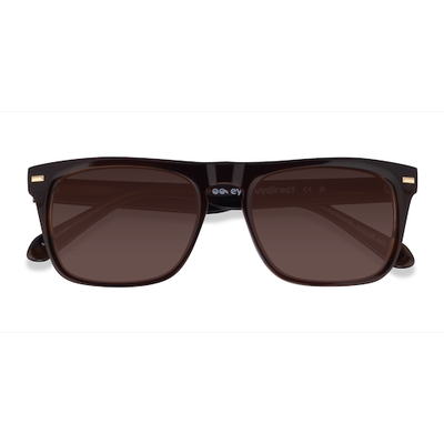 Unisex s square Brown Striped Acetate Prescription sunglasses - Eyebuydirect s Poolside