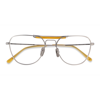 Unisex s aviator Brushed Silver Titanium Prescription eyeglasses - Eyebuydirect s Ray-Ban RB8064V