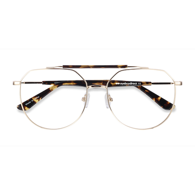 Unisex s aviator Golden Tortoise Metal Prescription eyeglasses - Eyebuydirect s Coxon