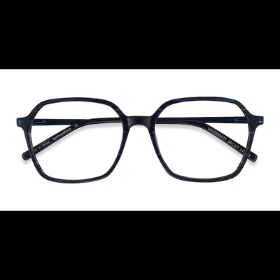 Unisex s square Striped Blue Acetate,Metal Prescription eyeglasses - Eyebuydirect s Modernity
