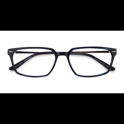 Male s rectangle Blue Striped Silver Acetate,Metal Prescription eyeglasses - Eyebuydirect s Fusion
