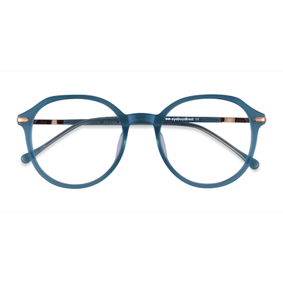 Female s round Iridescent Blue Acetate Prescription eyeglasses - Eyebuydirect s Original