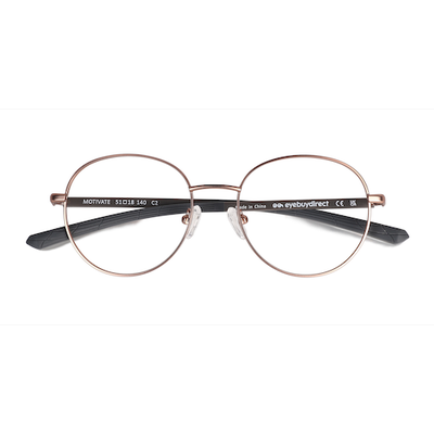 Unisex s round Rose Gold Metal Prescription eyeglasses - Eyebuydirect s Motivate