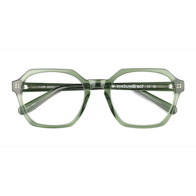 Unisex s square Crystal Green Acetate Prescription eyeglasses - Eyebuydirect s Flare