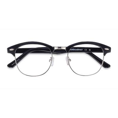 Unisex s browline Black/Silver Plastic, Metal Prescription eyeglasses - Eyebuydirect s Coexist