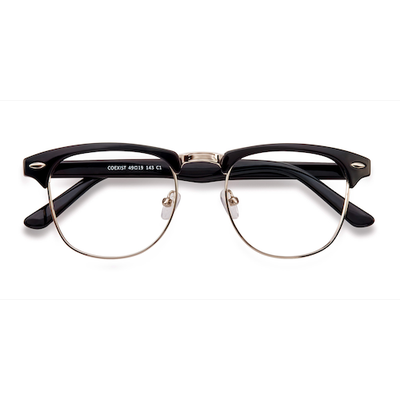 Unisex s browline Black/Silver Plastic, Metal Prescription eyeglasses - Eyebuydirect s Coexist