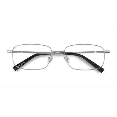 Unisex s rectangle Silver Metal Prescription eyeglasses - Eyebuydirect s Bryce