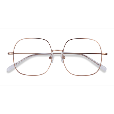 Unisex s square Rose Gold Metal Prescription eyeglasses - Eyebuydirect s Movement
