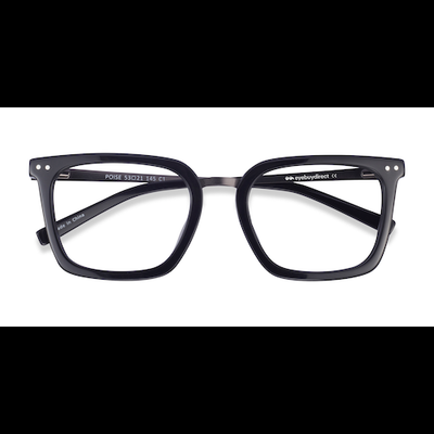 Unisex s square Black Acetate, Metal Prescription eyeglasses - Eyebuydirect s Poise
