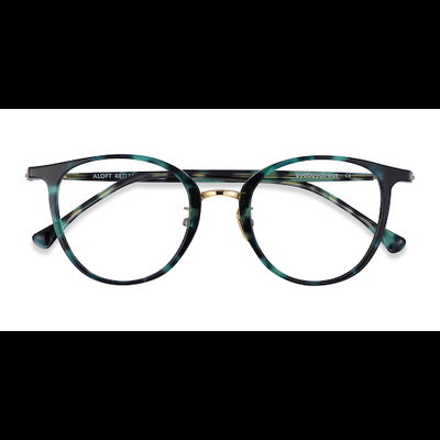 Unisex s round Green Floral Acetate, Metal Prescription eyeglasses - Eyebuydirect s Aloft