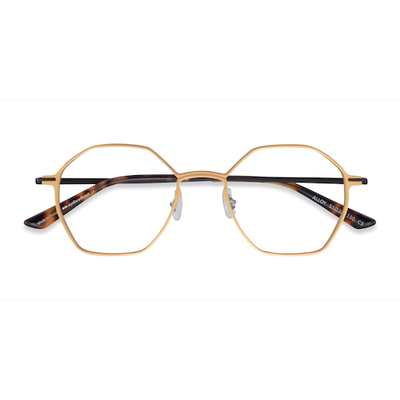 Unisex s geometric Gold & Black Aluminium Alloy,Titanium Prescription eyeglasses - Eyebuydirect s Alloy