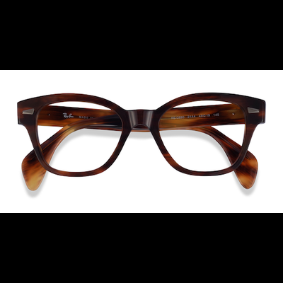 Unisex s square Brown Striped Acetate Prescription eyeglasses - Eyebuydirect s Ray-Ban RB0880