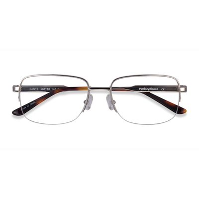 Unisex s rectangle Silver Metal Prescription eyeglasses - Eyebuydirect s Kanye
