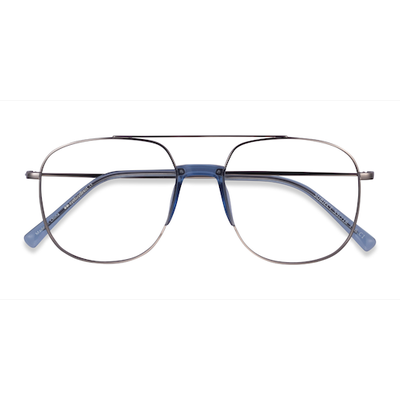 Male s aviator Silver & Clear Blue Acetate, Metal Prescription eyeglasses - Eyebuydirect s Subject