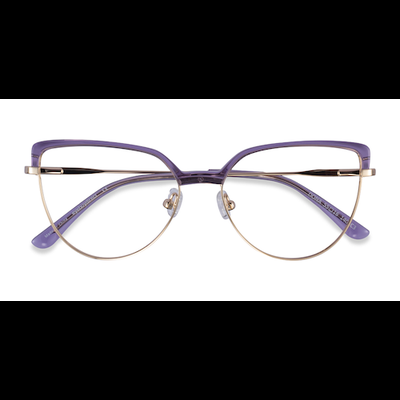 Female s horn Clear Purple & Gold Acetate, Metal Prescription eyeglasses - Eyebuydirect s Dona
