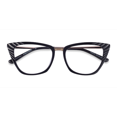 Female s horn Black Gold Acetate,Metal Prescription eyeglasses - Eyebuydirect s Trenta