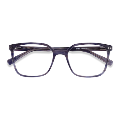 Male s square Blue Striped Acetate,Eco Friendly Prescription eyeglasses - Eyebuydirect s Conscious