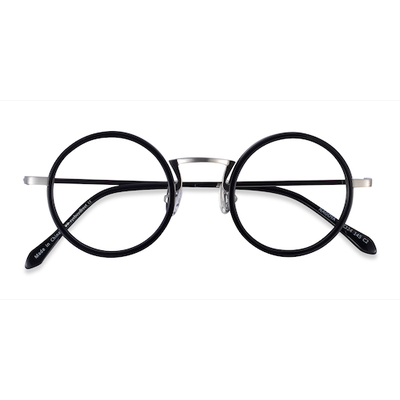 Unisex s round Black Silver Acetate,Metal Prescription eyeglasses - Eyebuydirect s Nagoya