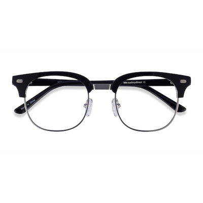 Unisex s browline Black Silver Acetate,Metal Prescription eyeglasses - Eyebuydirect s Komorebi