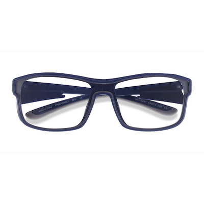 Unisex s rectangle Navy Gray Plastic Prescription eyeglasses - Eyebuydirect s Molten