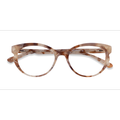 Female s horn Brown Striped Acetate Prescription eyeglasses - Eyebuydirect s Moa