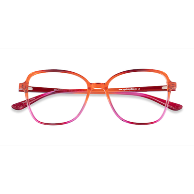 Unisex s horn Pink Orange Plastic Prescription eyeglasses - Eyebuydirect s Stunning