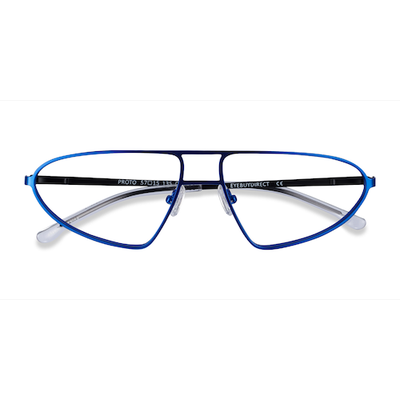 Female s geometric Blue Black Metal Prescription eyeglasses - Eyebuydirect s Proto