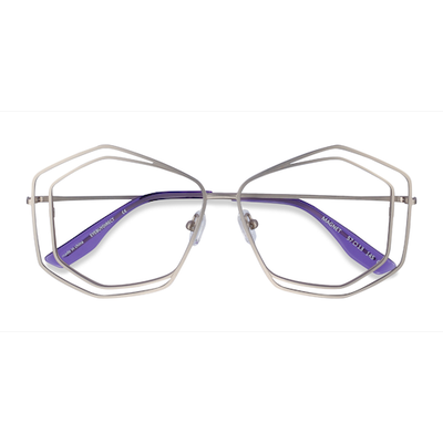 Female s geometric Matte Silver Metal Prescription eyeglasses - Eyebuydirect s Magnet