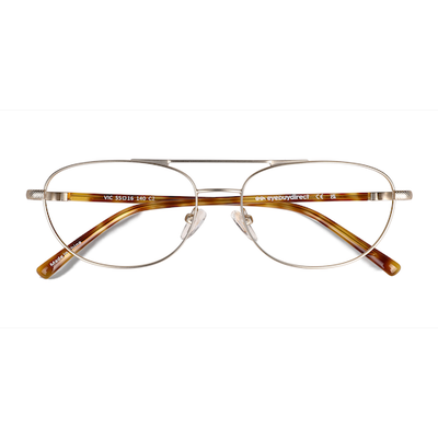 Unisex s aviator Matt Gold Yellow Tortoise Metal Prescription eyeglasses - Eyebuydirect s Vic