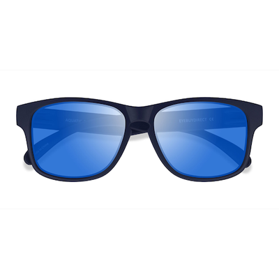 Unisex s square Navy Blue Plastic Prescription sunglasses - Eyebuydirect s Aquatic