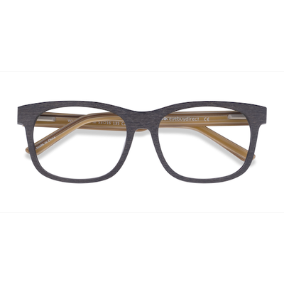 Unisex s rectangle Black Acetate Prescription eyeglasses - Eyebuydirect s White Pine