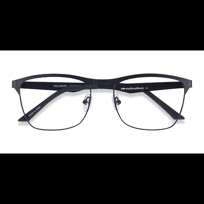 Unisex s rectangle Black Metal Prescription eyeglasses - Eyebuydirect s Foundry