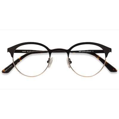 Female s round Black Golden Metal Prescription eyeglasses - Eyebuydirect s Fixate