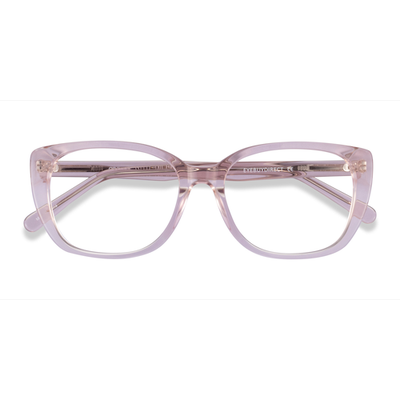 Female s rectangle Clear Pink Acetate Prescription eyeglasses - Eyebuydirect s Odessa