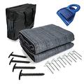 Mr Nomad Awning Carpet 2.0 m x 2.0 m - 300 g/m² Soft Camping Carpet Blue/Grey - Ideal Awning Floor Including Carry Bag, 4 T-Pegs, 12 Steel Nails and Dustpan