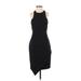 Elizabeth and James Casual Dress - Midi High Neck Sleeveless: Black Solid Dresses - Women's Size 2