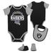 Newborn & Infant Black/Heather Gray Las Vegas Raiders Home Field Advantage Three-Piece Bodysuit, Bib Booties Set