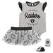 Girls Infant Heather Gray/Black Las Vegas Raiders All Dolled Up Three-Piece Bodysuit, Skirt & Booties Set