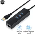 USB HUB 1000Mbps 3 Ports USB 3.0 to RJ45 Lan Ethernet Adapter Wired Network Card for MacBook Laptop
