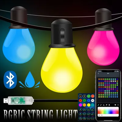 Smart G40 LED Bulb String 15M/30M 25/50 Bulbs Christmas Festoon USB Fairy Lights Room Outdoor Garden Camping Decor Light Garland
