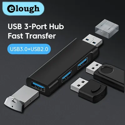 Elough Mini Aluminium 3 Port USB 3,0 Hub USB Hub Erweiterungen 2,0 Hub USB Adapter Station Ultra Slim tragbare Daten Hub USB Splitter Image