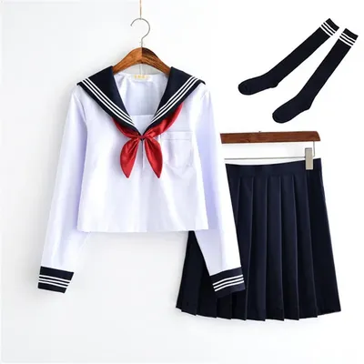 Weiße Schulmädchen-Uniform, japanische Klasse, Marineblau, Matrosen-Schuluniformen, Studentenkleidung für Mädchen, Anime COS, Matrosen-Marineanzug Image