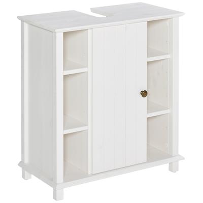 Waschbeckenunterschrank HOME AFFAIRE "Vili", weiß, B:60cm H:65cm T:30cm, Holzwerkstoff, Schränke, Badezimmerschrank im Landhaus-Look, mit 6 Fächern Image