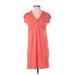 Talbots Casual Dress - Mini V-Neck Short sleeves: Pink Print Dresses - Women's Size P