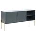 Green Modern 64'' TV Stand and Sideboard with 4 Large Shelves, Spacious Tabletop and Stylish Gold Stainless Steel Foot