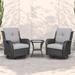 Outdoor Swivel Rocker Patio Chairs with Table Set of 2