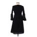 Calvin Klein Casual Dress - A-Line Crew Neck 3/4 sleeves: Black Solid Dresses - Women's Size 2