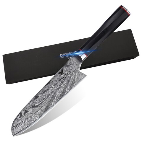 WOLFCUT - Damaskus Santokumesser 18 cm Klinge 73-lagiger japanischer Damaszenerstahl mit Geschenkbox Image